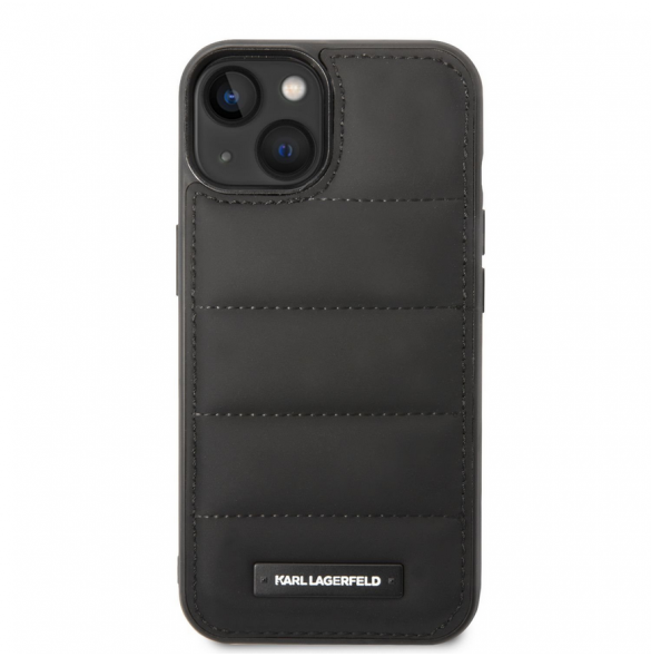 Karl Lagerfeld Quilted Puffy Metal Logo Fodral för iPhone 14 Plus Svart