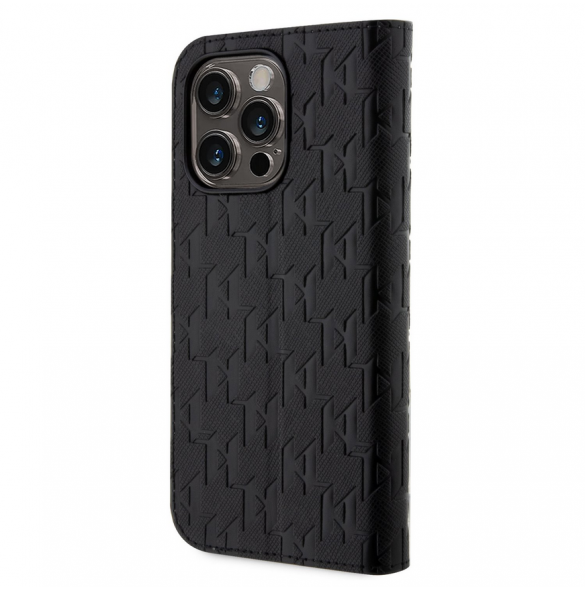 Karl Lagerfeld PU Saffiano Monogram Bokfodral för iPhone 14 Pro Max Svart