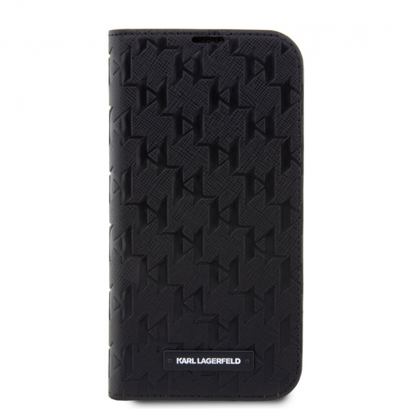 Karl Lagerfeld PU Saffiano Monogram Bokfodral för iPhone 14 Pro Max Svart