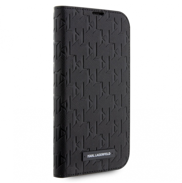 Karl Lagerfeld PU Saffiano Monogram Bokfodral för iPhone 14 Pro Max Svart