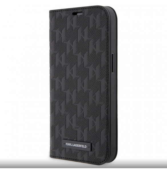 Karl Lagerfeld PU Saffiano Monogram Bokfodral för iPhone 14 Svart