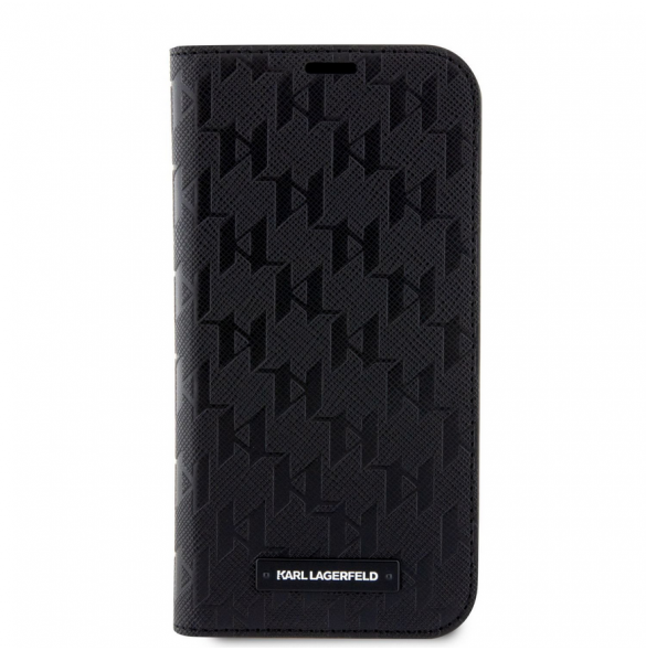 Karl Lagerfeld PU Saffiano Monogram Bokfodral för iPhone 14 Svart