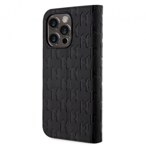Karl Lagerfeld PU Saffiano Monogram Bokfodral för iPhone 13 Pro Max Svart