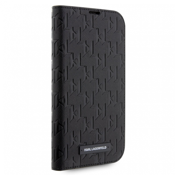 Karl Lagerfeld PU Saffiano Monogram Bokfodral för iPhone 13 Pro Max Svart
