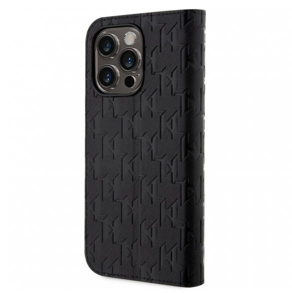 Karl Lagerfeld PU Saffiano Monogram Bokfodral för iPhone 13 Pro Svart