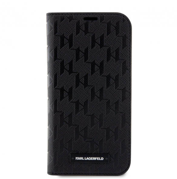 Karl Lagerfeld PU Saffiano Monogram Bokfodral för iPhone 13 Pro Svart