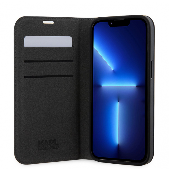 Karl Lagerfeld PU Saffiano Monogram Bokfodral för iPhone 13 Pro Svart