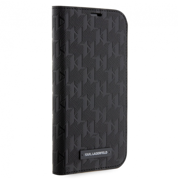 Karl Lagerfeld PU Saffiano Monogram Bokfodral för iPhone 13 Pro Svart