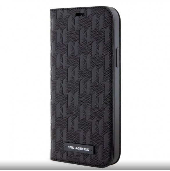 Karl Lagerfeld PU Saffiano Monogram Bokfodral för iPhone 12/12 Pro Svart