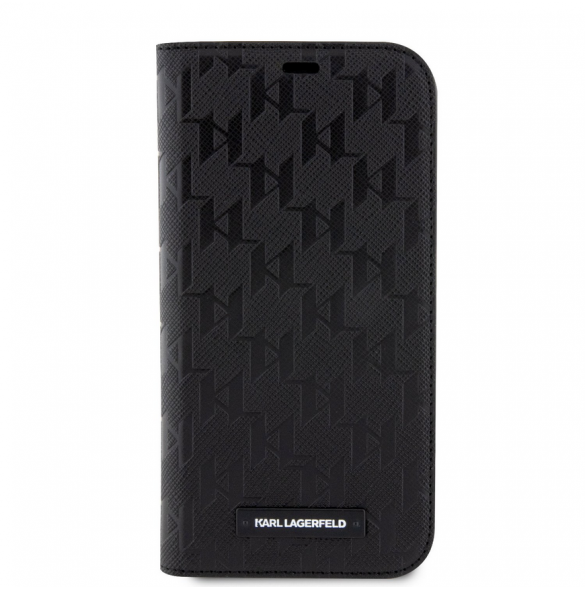 Karl Lagerfeld PU Saffiano Monogram Bokfodral för iPhone 12/12 Pro Svart