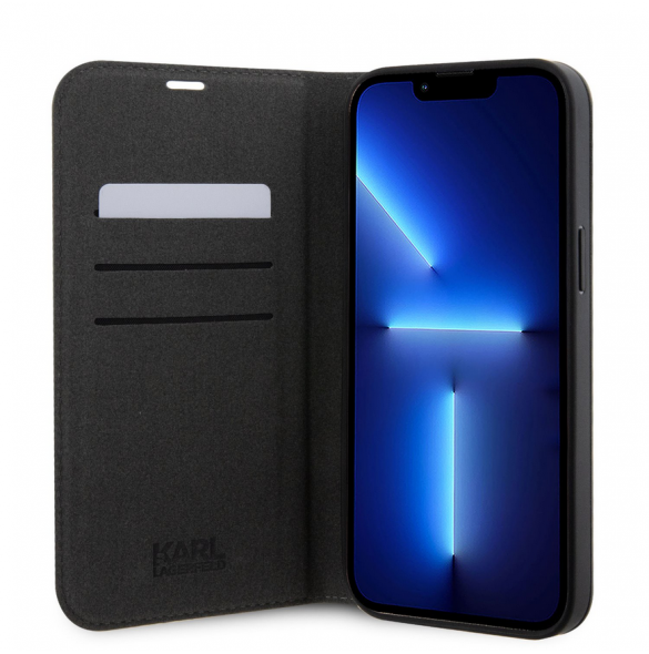 Karl Lagerfeld PU Saffiano Monogram Bokfodral för iPhone 12/12 Pro Svart