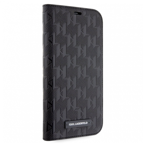 Karl Lagerfeld PU Saffiano Monogram Bokfodral för iPhone 12/12 Pro Svart
