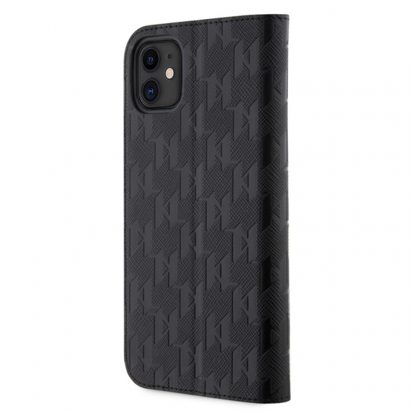 Karl Lagerfeld PU Saffiano Monogram Bokfodral för iPhone 11 Svart