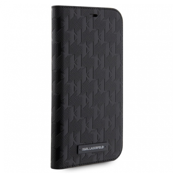 Karl Lagerfeld PU Saffiano Monogram Bokfodral för iPhone 11 Svart