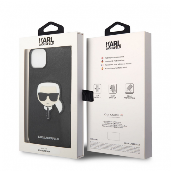 Karl Lagerfeld PU Saffiano Karl Head Fodral till iPhone 14 Plus Svart