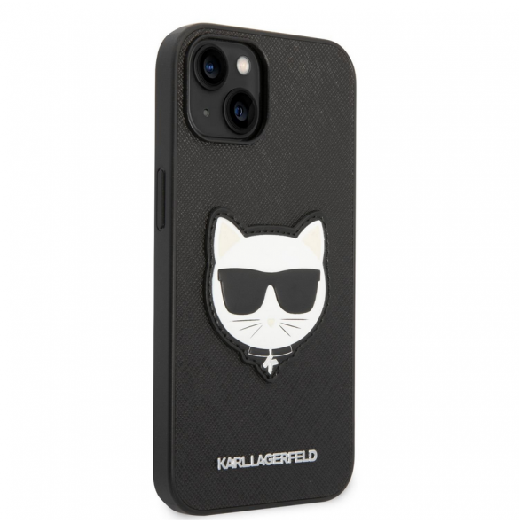 Karl Lagerfeld PU Saffiano Choupette Head Case för iPhone 14 Plus Svart