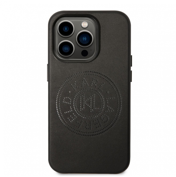Karl Lagerfeld PU Läder Perforerad Logotypfodral för iPhone 14 Pro Max Svart