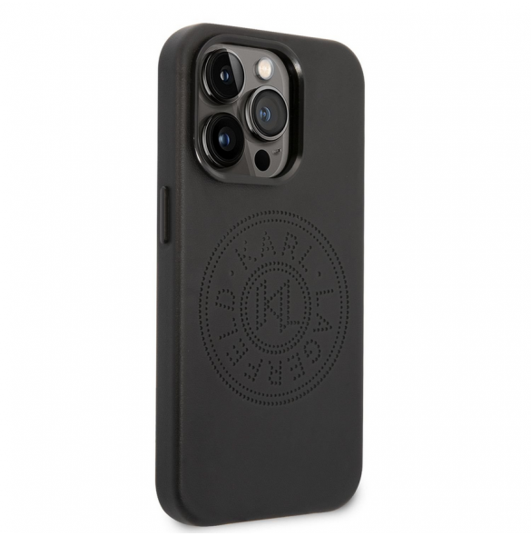 Karl Lagerfeld PU Läder Perforerad Logotypfodral för iPhone 14 Pro Max Svart