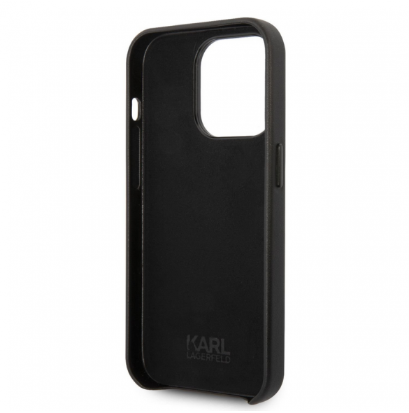Karl Lagerfeld PU Läder Perforerad Logotypfodral för iPhone 14 Pro Max Svart