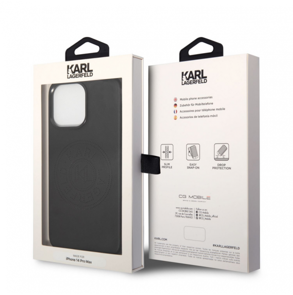 Karl Lagerfeld PU Läder Perforerad Logotypfodral för iPhone 14 Pro Max Svart