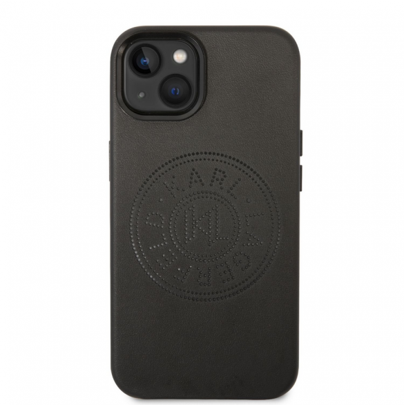Karl Lagerfeld PU Läder Perforerad Logotypfodral för iPhone 14 Plus Svart