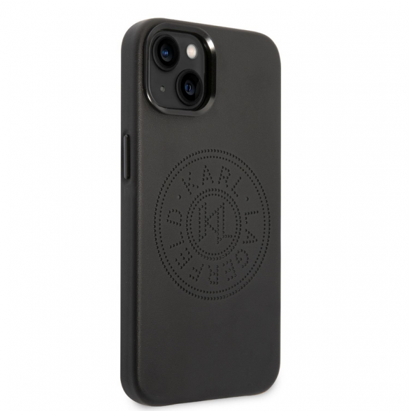 Karl Lagerfeld PU Läder Perforerad Logotypfodral för iPhone 14 Plus Svart