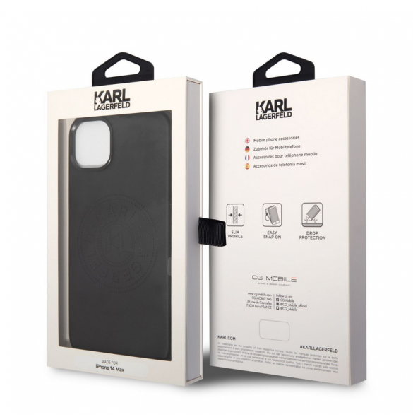 Karl Lagerfeld PU Läder Perforerad Logotypfodral för iPhone 14 Plus Svart