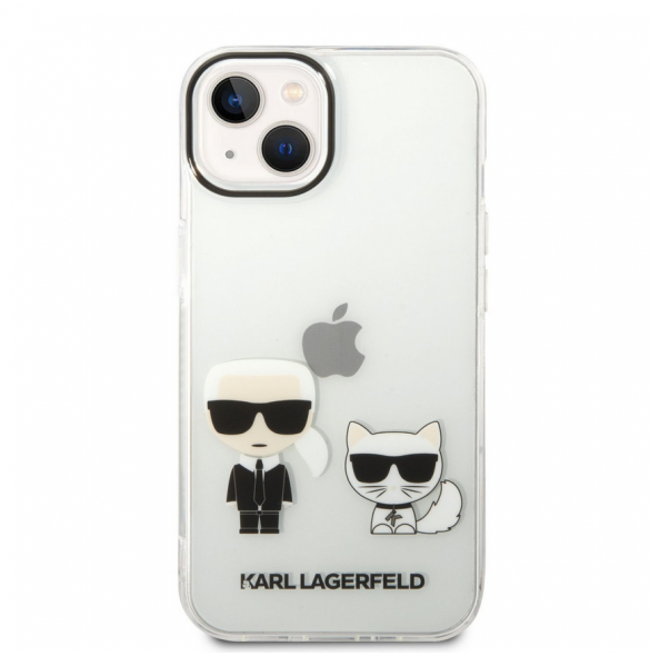 Karl Lagerfeld PC/TPU Ikonik Karl och Choupette Fodral till iPhone 14 Plus Transparent