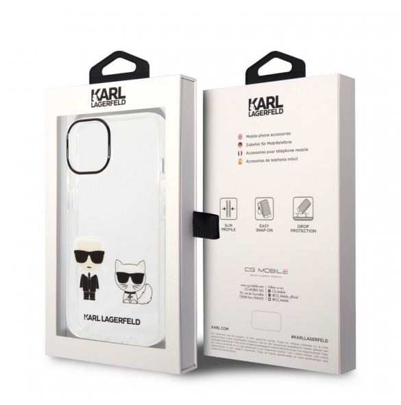 Karl Lagerfeld PC/TPU Ikonik Karl och Choupette Fodral till iPhone 14 Plus Transparent