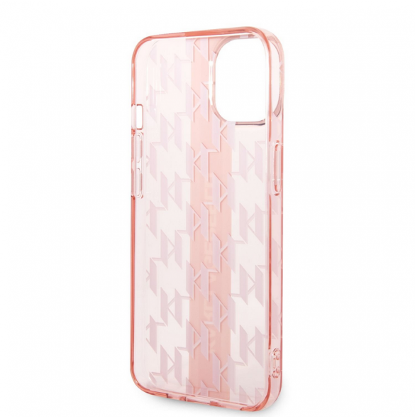 Karl Lagerfeld Monogram Vertical Stripe Fodral för iPhone 14 Plus Rosa