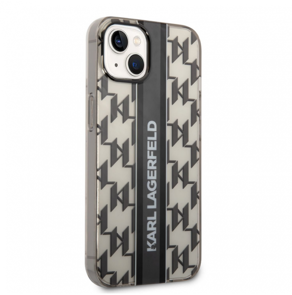 Karl Lagerfeld Monogram Vertical Stripe Fodral för iPhone 14 Plus Svart