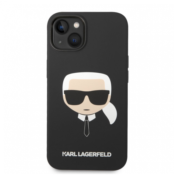 Karl Lagerfeld MagSafe-kompatibelt fodral Flytande silikon Karl Head för iPhone 14 Plus Svart