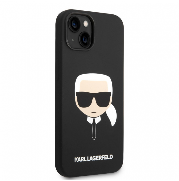 Karl Lagerfeld MagSafe-kompatibelt fodral Flytande silikon Karl Head för iPhone 14 Plus Svart