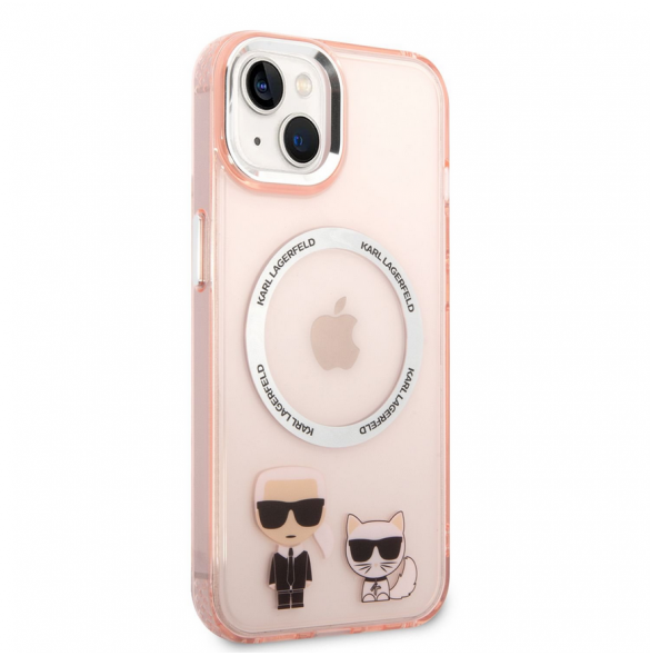 Karl Lagerfeld MagSafe-kompatibelt fodral Karl och Choupette för iPhone 14 Plus Rosa