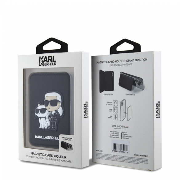 Karl Lagerfeld MagSafe Cardslot Stand Karl och Choupette Svart