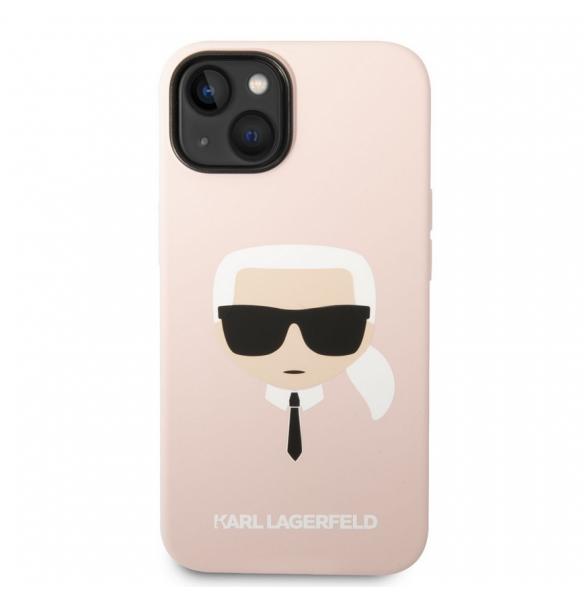 Karl Lagerfeld Flytande Silikon Karl Head Fodral till iPhone 14 Plus Rosa