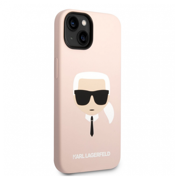 Karl Lagerfeld Flytande Silikon Karl Head Fodral till iPhone 14 Plus Rosa