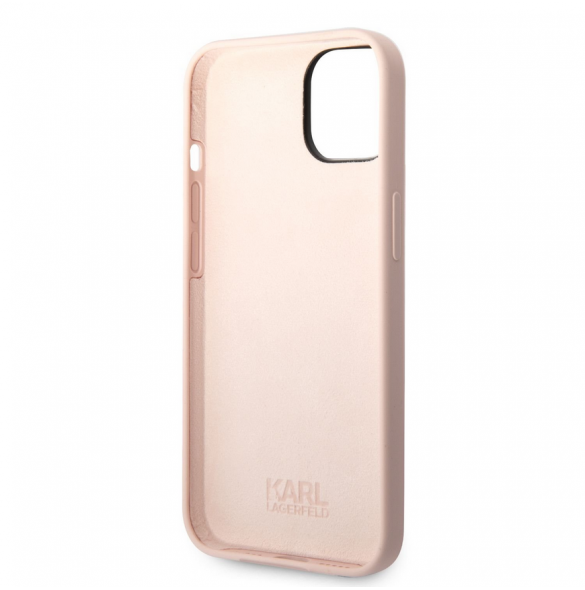 Karl Lagerfeld Flytande Silikon Karl Head Fodral till iPhone 14 Plus Rosa