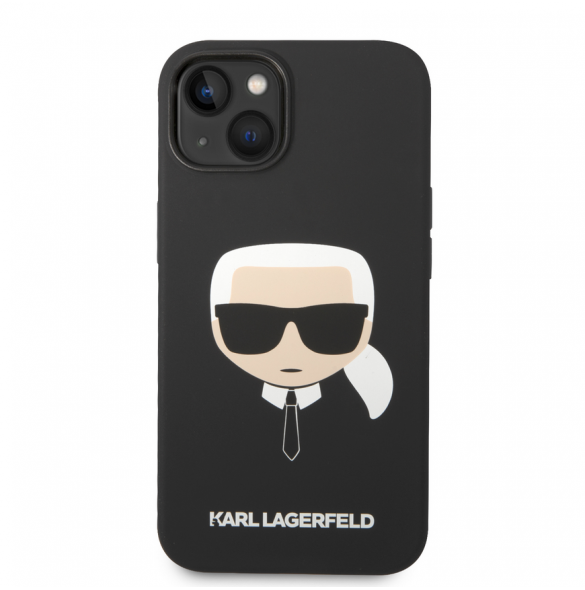Karl Lagerfeld Flytande Silikon Karl Head-fodral till iPhone 14 Plus Svart