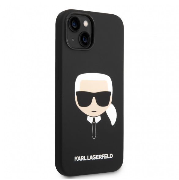 Karl Lagerfeld Flytande Silikon Karl Head-fodral till iPhone 14 Plus Svart