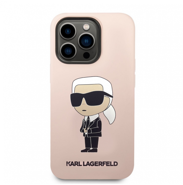 Karl Lagerfeld flytande silikon Ikonik NFT-fodral till iPhone 14 Pro Max Rosa