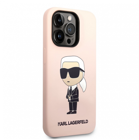 Karl Lagerfeld flytande silikon Ikonik NFT-fodral till iPhone 14 Pro Max Rosa