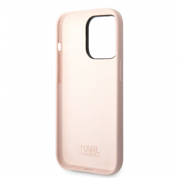 Karl Lagerfeld flytande silikon Ikonik NFT-fodral till iPhone 14 Pro Max Rosa