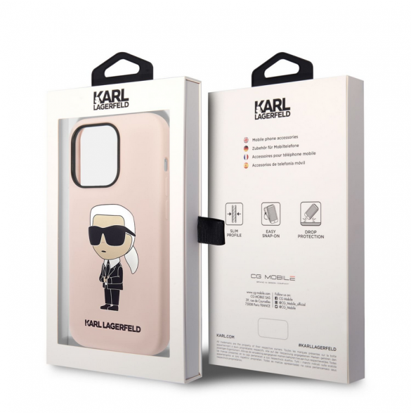 Karl Lagerfeld flytande silikon Ikonik NFT-fodral till iPhone 14 Pro Max Rosa