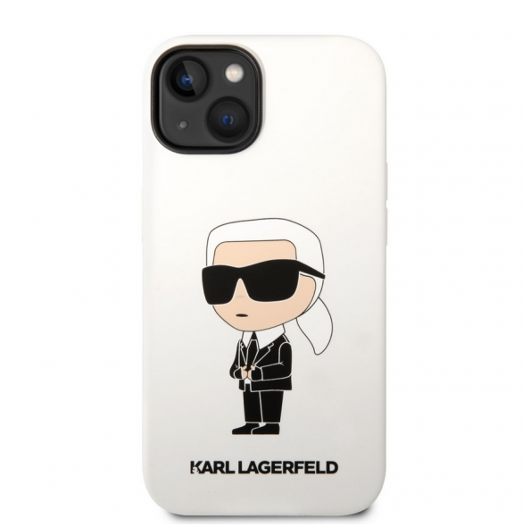 Karl Lagerfeld flytande silikon Ikonik NFT-fodral till iPhone 14 Plus Vit