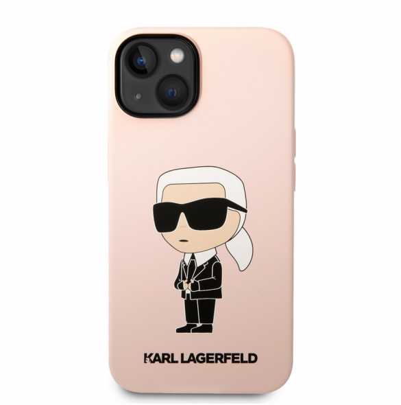 Karl Lagerfeld flytande silikon Ikonik NFT-fodral till iPhone 14 Plus Rosa