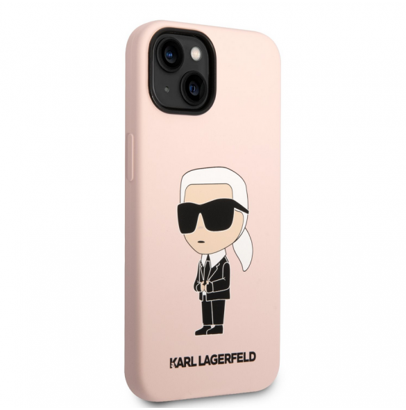 Karl Lagerfeld flytande silikon Ikonik NFT-fodral till iPhone 14 Plus Rosa