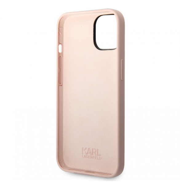 Karl Lagerfeld flytande silikon Ikonik NFT-fodral till iPhone 14 Plus Rosa