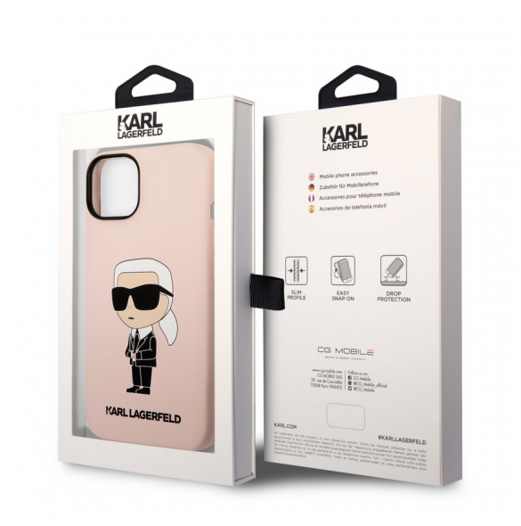 Karl Lagerfeld flytande silikon Ikonik NFT-fodral till iPhone 14 Plus Rosa