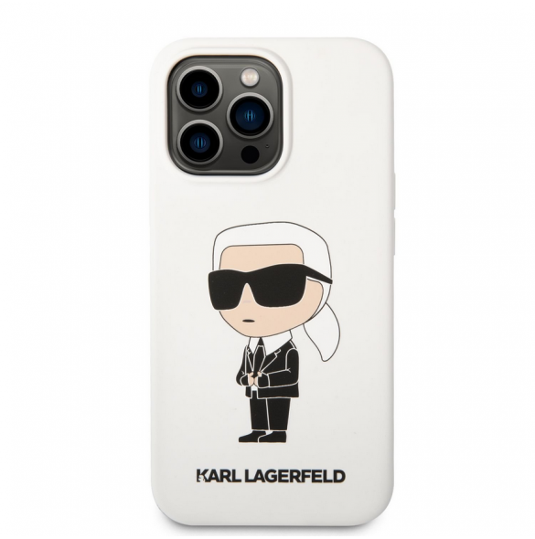Karl Lagerfeld flytande silikon Ikonik NFT-fodral till iPhone 13 Pro Vit